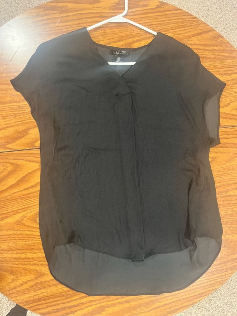 NWT Rachel Zoe Black V-Neck Short Sleeve Blouse - Small